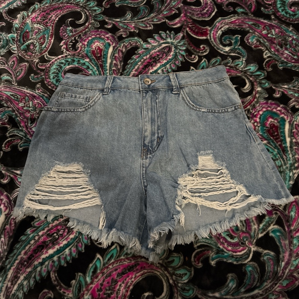 Rewash Blue Distressed Jean Shorts